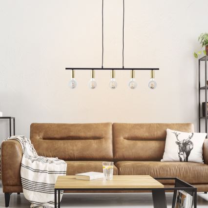 Brilliant - Luster na sajli KERRY 5xE27/40W/230V crna/mesing