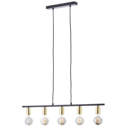 Brilliant - Luster na sajli KERRY 5xE27/40W/230V crna/mesing