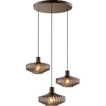 Brilliant - Luster na sajli LYN 3xE27/20W/230V Ø 69 cm smeđa/zadimljena smeđa