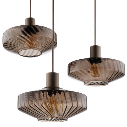 Brilliant - Luster na sajli LYN 3xE27/20W/230V Ø 69 cm smeđa/zadimljena smeđa
