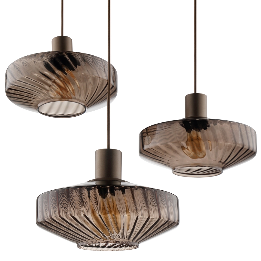 Brilliant - Luster na sajli LYN 3xE27/20W/230V Ø 69 cm smeđa/zadimljena smeđa