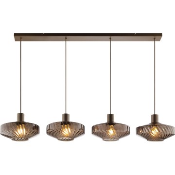 Brilliant - Luster na sajli LYN 4xE27/20W/230V smeđa/zadimljeno smeđa