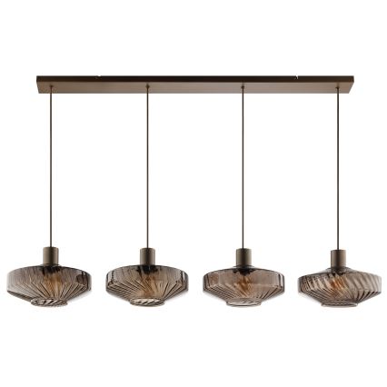 Brilliant - Luster na sajli LYN 4xE27/20W/230V smeđa/zadimljeno smeđa