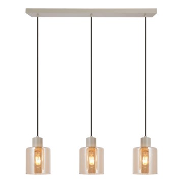 Brilliant - Luster na sajli LYSKA 3xE27/20W/230V krem/bež zadimljeno