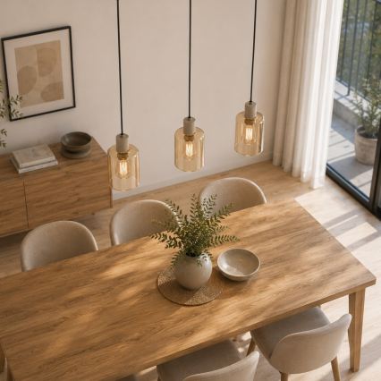 Brilliant - Luster na sajli LYSKA 3xE27/20W/230V krem/bež zadimljeno