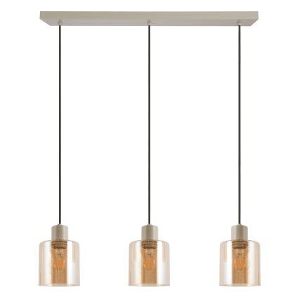 Brilliant - Luster na sajli LYSKA 3xE27/20W/230V krem/bež zadimljeno