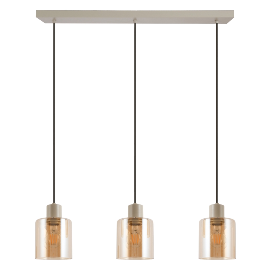 Brilliant - Luster na sajli LYSKA 3xE27/20W/230V krem/bež zadimljeno