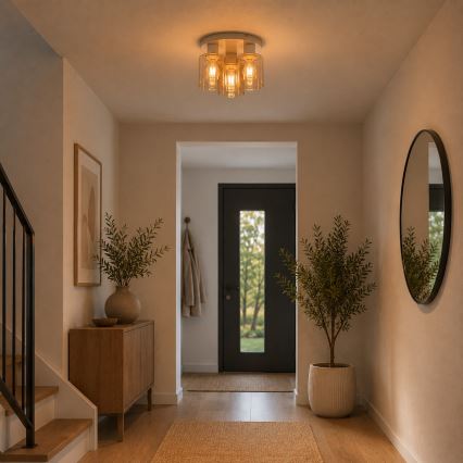 Brilliant - Luster za površinsku montažu LYSKA 3xE27/20W/230V Ø 31 cm krem/dimni bež