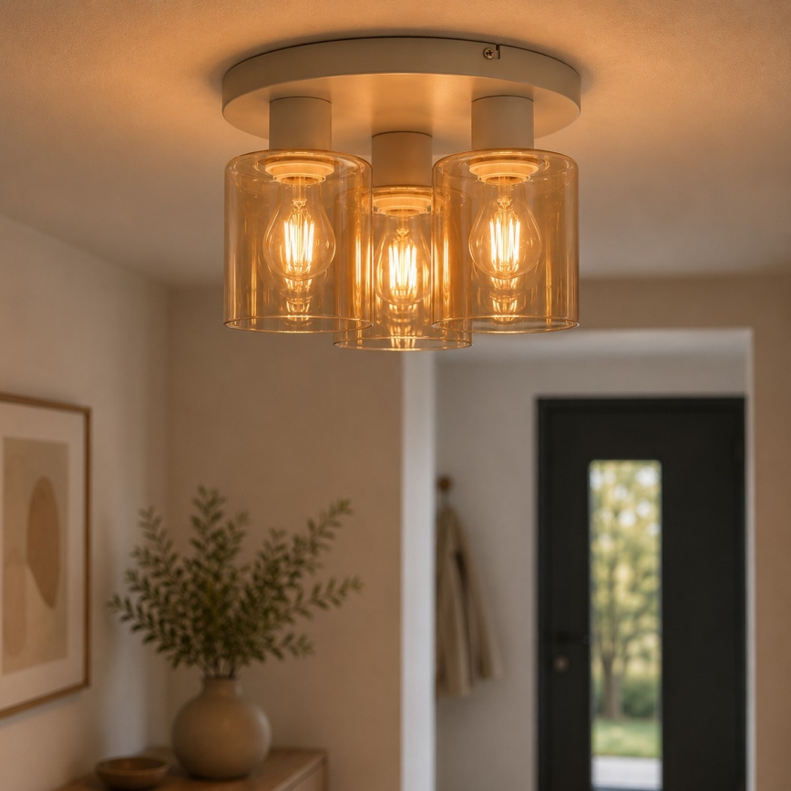 Brilliant - Luster za površinsku montažu LYSKA 3xE27/20W/230V Ø 31 cm krem/dimni bež