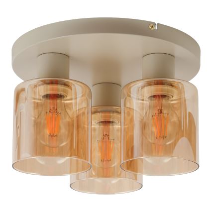 Brilliant - Luster za površinsku montažu LYSKA 3xE27/20W/230V Ø 31 cm krem/dimni bež