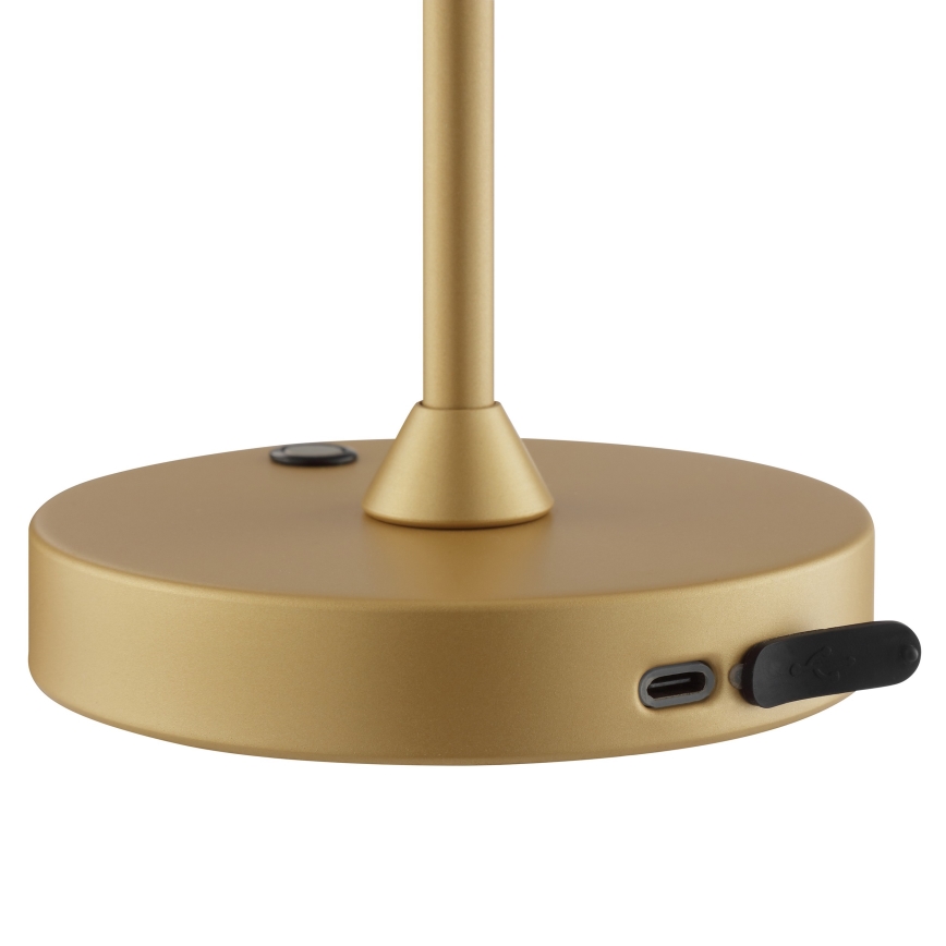 Brilliant - LED s mogućnošću prigušivanja punjiva upravljana dodirom vanjska stolna svjetiljka ELORA LED/2,5W/5V 2700K 2600 mAh IP44 zlatna