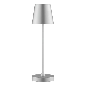 Brilliant - punjiva LED stolna lampa za vanjsku upotrebu s dodirnim upravljanjem i mogućnošću prigušivanja ELORA LED/2,5W/5V 2700K 2600 mAh IP44 srebrna