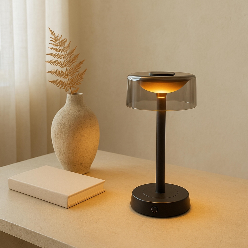 Brilliant - LED prigušiva punjiva vanjska stolna lampa s dodirnim upravljanjem RAZOR LED/2,5W/5V 2700K 2600 mAh IP44 crna