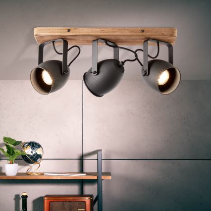 Brilliant - Reflektor CROWTON 3xGU10/6W/230V borovina