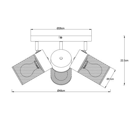 Brilliant - Reflektor KAMOLO 3xE27/40W/230V crni