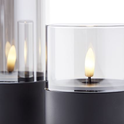 Brilliant - SET 3x LED svijeća BOUGIE LED/2xAA IP44 crna/dimljena