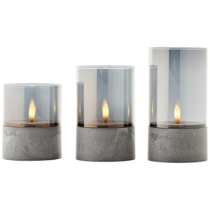 Brilliant - SET 3x LED svijeća BOUGIE LED/2xAA IP44 siva/zadimljena