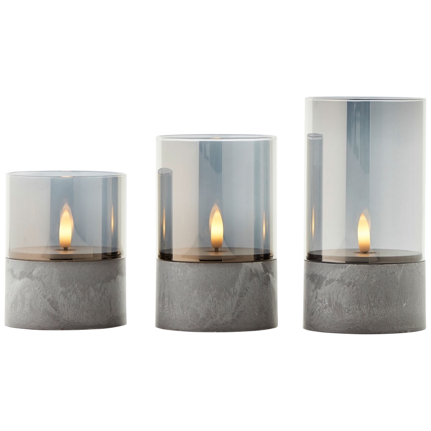 Brilliant - SET 3x LED svijeća BOUGIE LED/2xAA IP44 siva/zadimljena