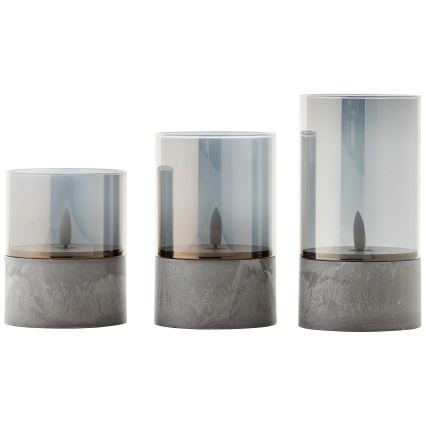 Brilliant - SET 3x LED svijeća BOUGIE LED/2xAA IP44 siva/zadimljena