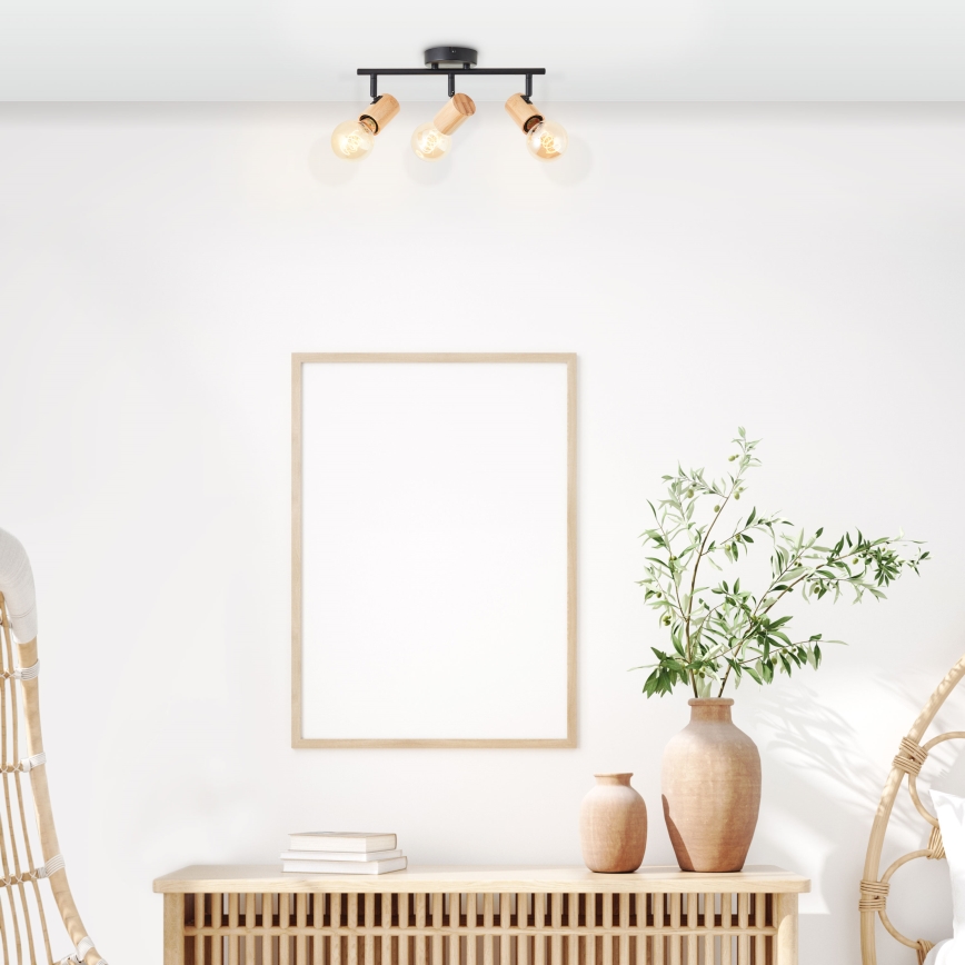 Brilliant - Spot svjetiljka KERRY 3xE27/40W/230V crna/bambus