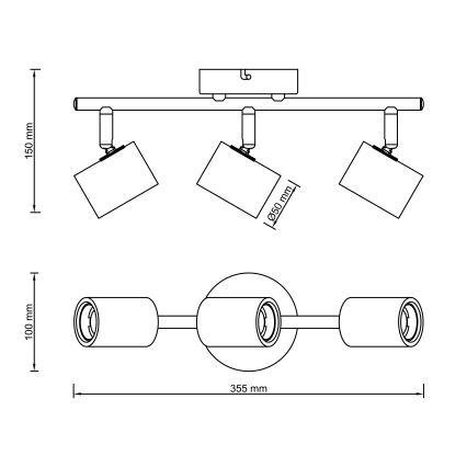 Brilliant - Spot svjetiljka KERRY 3xE27/40W/230V crna/bambus
