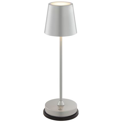Brilliant - punjiva LED stolna lampa za vanjsku upotrebu s dodirnim upravljanjem i mogućnošću prigušivanja ELORA LED/2,5W/5V 2700K 2600 mAh IP44 srebrna