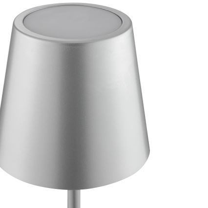 Brilliant - punjiva LED stolna lampa za vanjsku upotrebu s dodirnim upravljanjem i mogućnošću prigušivanja ELORA LED/2,5W/5V 2700K 2600 mAh IP44 srebrna