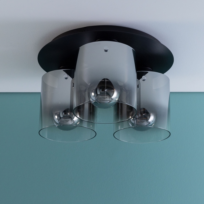 Brilliant - Stropna svjetiljka BETH 3xE27/60W/230V Ø 37 cm crna/dimna