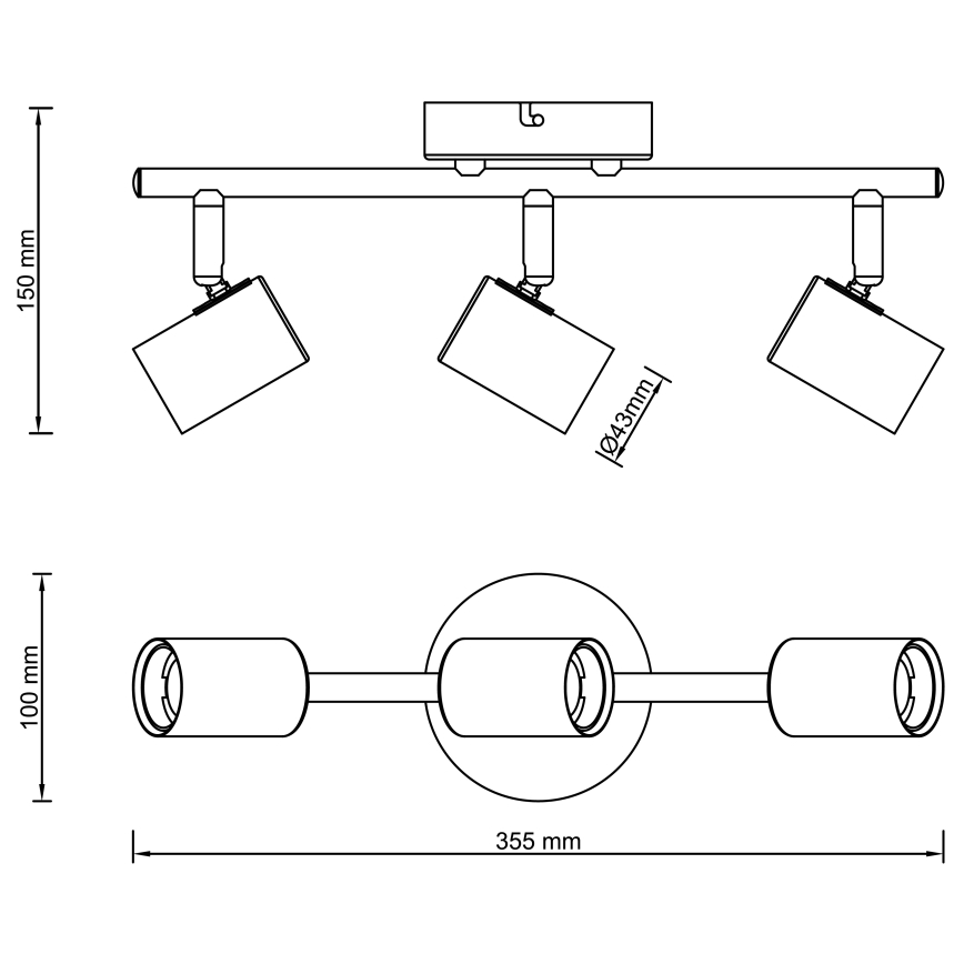 Brilliant - Usmjeriva svjetiljka KERRY 3xE27/40W/230V crna/mesing