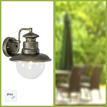 Brilliant - Vanjska zidna lampa ARTU 1xE27/60W/230V IP44 patina/zlatna