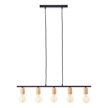 Brilliant - Viseći luster KERRY 5xE27/40W/230V crna/bambus