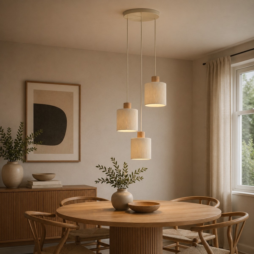 Brilliant - Viseći luster na sajli ARLO 3xE27/20W/230V, promjer 40 cm, krem boje