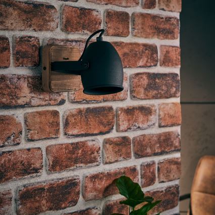 Brilliant - Zidna reflektorska svjetiljka CROWTON 1xGU10/6W/230V borovina