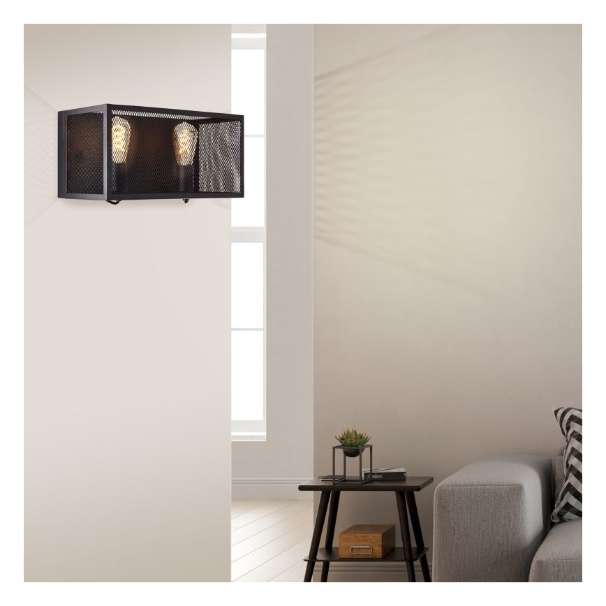 Brilliant - Zidna svjetiljka MAZE 2xE27/40W/230V crna