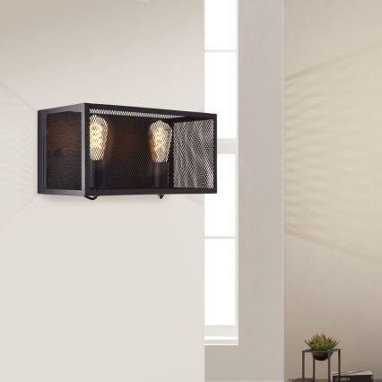 Brilliant - Zidna svjetiljka MAZE 2xE27/40W/230V crna