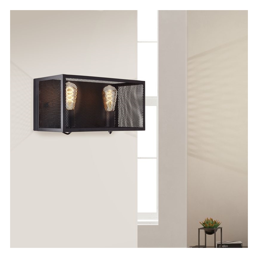 Brilliant - Zidna svjetiljka MAZE 2xE27/40W/230V crna