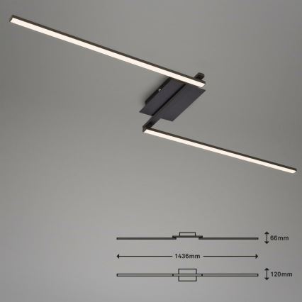 Brilo 3500-015 - LED Nadgradni luster STAFF 2xLED/6W/230V crna