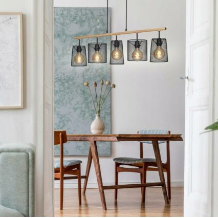 Brilo 4078-054 - Luster na sajli WOOD & STYLE 5xE27/60W/230V