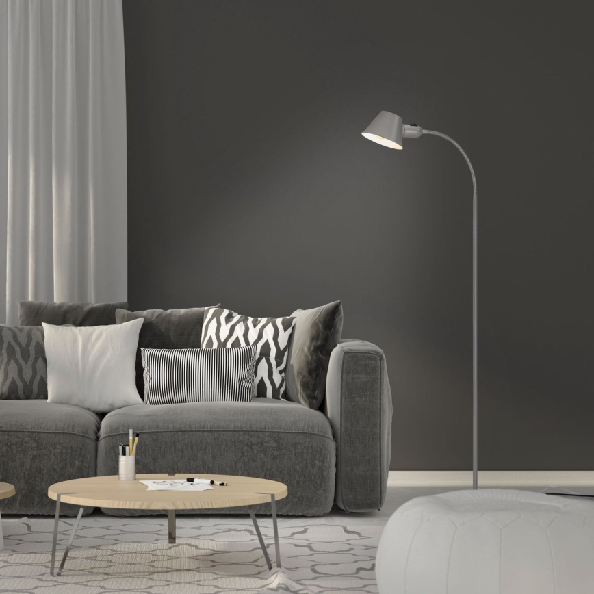 Brilo - Fleksibilna podna lampa 1xE27/10W/230V srebrna