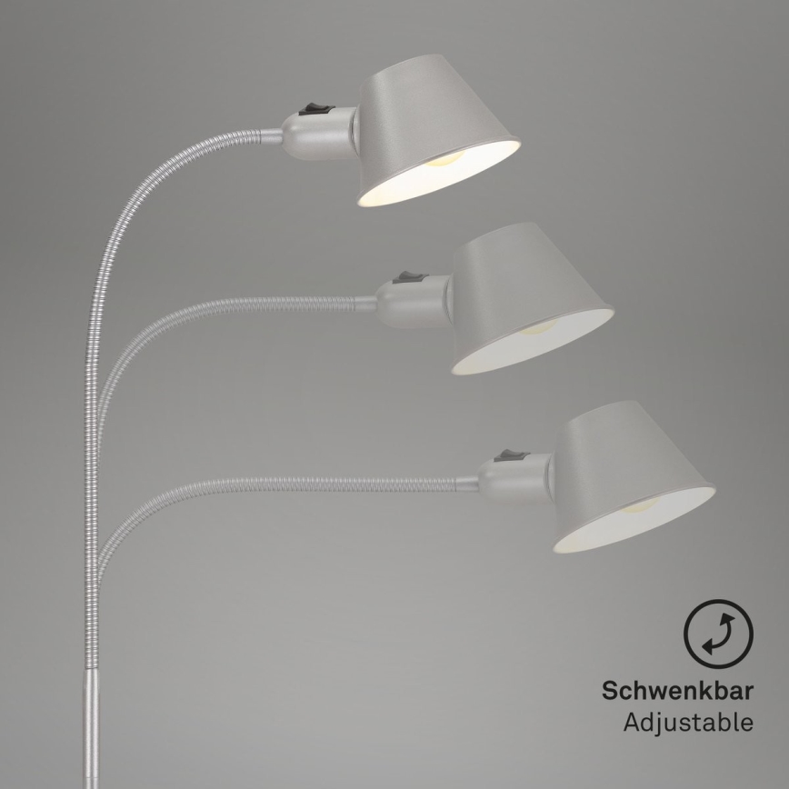 Brilo - Fleksibilna podna lampa 1xE27/10W/230V srebrna