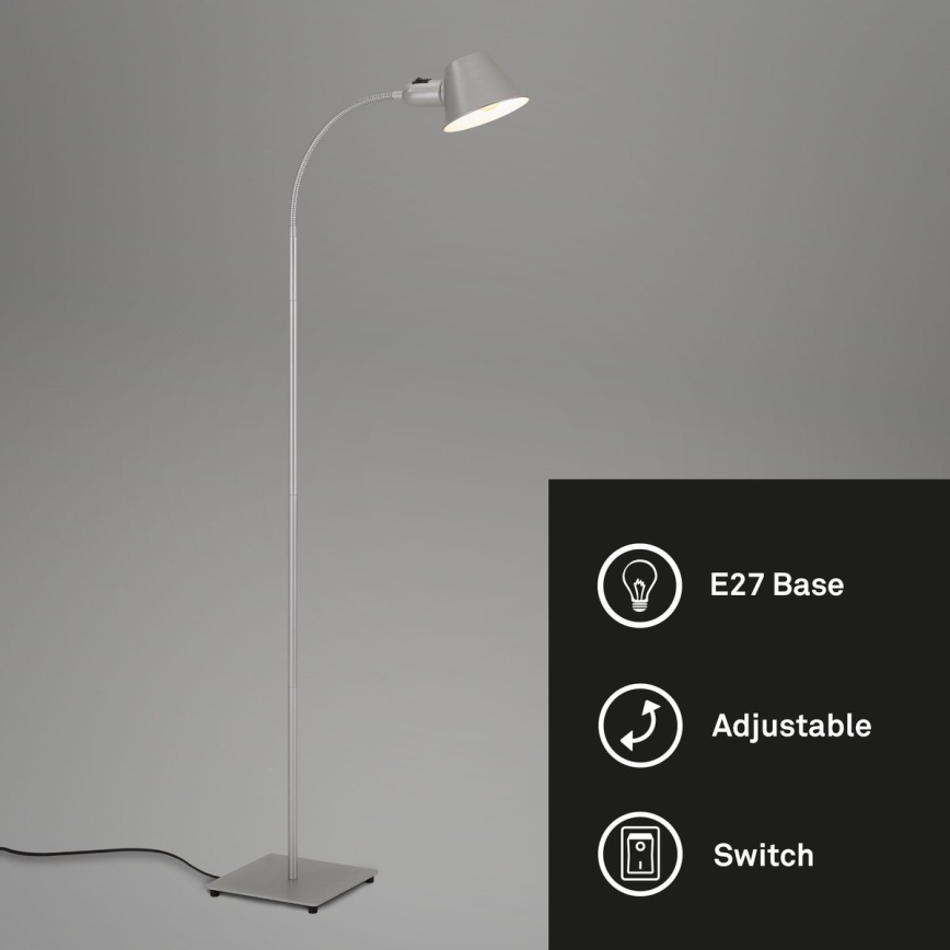 Brilo - Fleksibilna podna lampa 1xE27/10W/230V srebrna