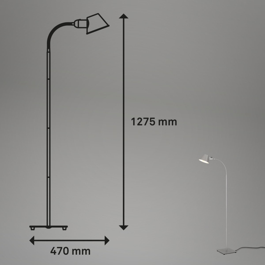 Brilo - Fleksibilna podna lampa 1xE27/10W/230V srebrna