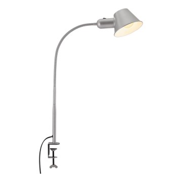 Brilo - Fleksibilna stolna lampa s kopčom 1xE27/10W/230V srebrna
