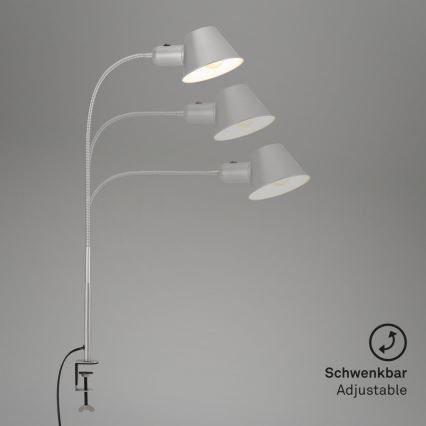 Brilo - Fleksibilna stolna lampa s kopčom 1xE27/10W/230V srebrna