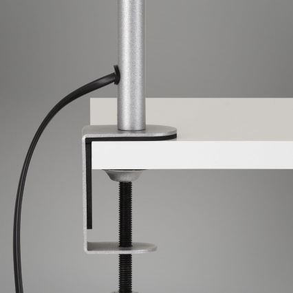 Brilo - Fleksibilna stolna lampa s kopčom 1xE27/10W/230V srebrna
