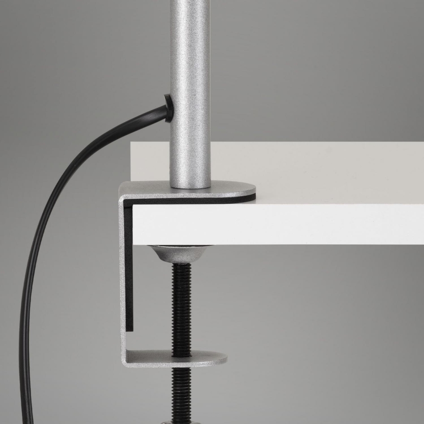 Brilo - Fleksibilna stolna lampa s kopčom 1xE27/10W/230V srebrna