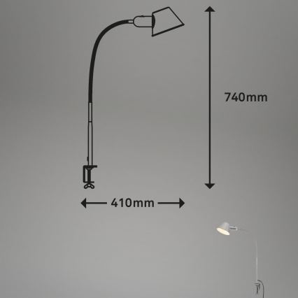 Brilo - Fleksibilna stolna lampa s kopčom 1xE27/10W/230V srebrna