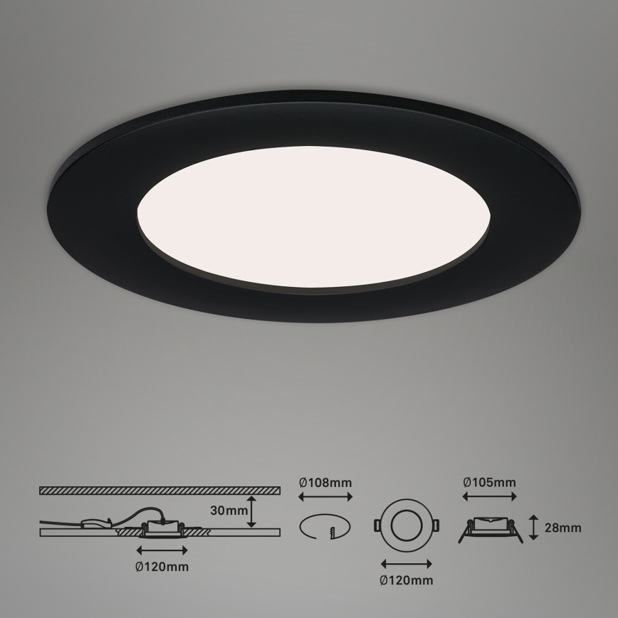 Brilo - SET od 3 LED ugradnih svjetala za kupaonicu FLAT LED/6W/230V IP44 crna