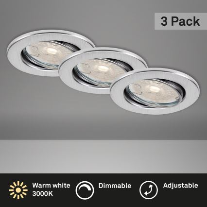 Brilo - SET 3x LED prigušivo ugradno stropno svjetlo za kupaonicu DIMM LED/5,5W/230V 3000K IP23 matirani krom