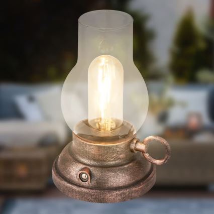 Brilo - LED s mogućnošću prigušivanja vanjska punjiva stolna lampa KANEA LED/1,5W/5V IP44 1200 mAh brončana